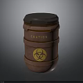 Biohazard Caution Barrel With Organ And Hair Waste For Safe Disposal