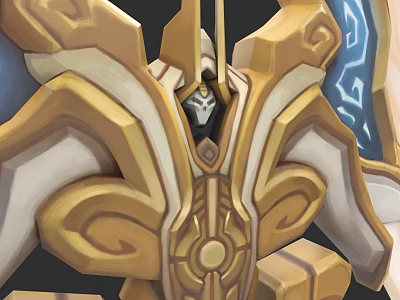 Ornate Mythical Weapon With Gold White Intricate Patterns And Blue Runes 3d model