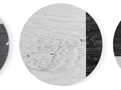 Modern Round Rug With Wood Grain And Black White Geometric Patterns For Home Decor 3d model