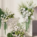 Floral Installation Design With Green Plants White Flowers Archway And Hanging Decor
