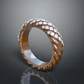 Elegant Brown Metal Ring With Twisted Design And White Gemstone Decorations 3d model