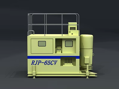 RJP-65CV Yellow Industrial Equipment Featuring Blue Stripe Control Panel And Top Rail 3d model