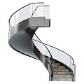 modern revolving staircase staircase glass handrail arc staircase 3d model