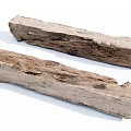 Two Natural Stone Wood Logs With Rustic Weathered Texture And Details