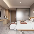 Modern Hotel Room With Cozy Bed Stylish Chair And Large Window
