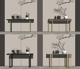 Modern End View Table End View Table Ornaments Combination 3d model