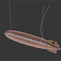 Brown Wooden Model Featuring Grid Like Design Red Circular Tail Part And Black Slender Rods