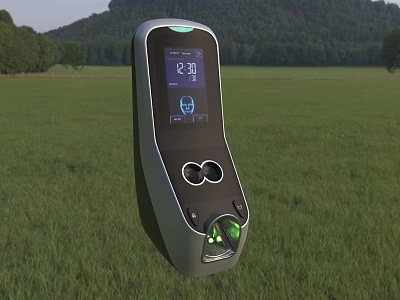 Smart Digital Door Handle With Display Screen Fingerprint Recognition And Modern Design 3d model