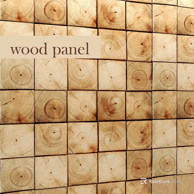 Natural Wood Panel Wall Decor With Circular Pieces And Textured Design 3d model 