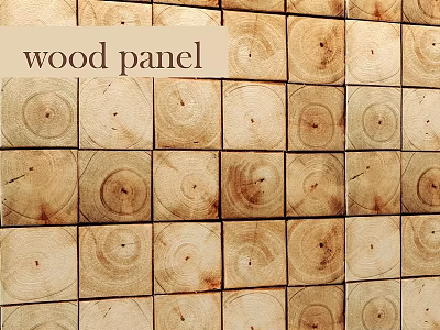 Natural Wood Panel Wall Decor With Circular Pieces And Textured Design 3d model