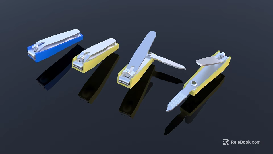 Colorful Metal Nail Clippers Set With Various Designs For Daily Use 3d model 