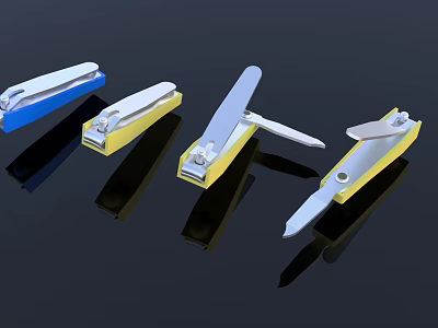 Colorful Metal Nail Clippers Set With Various Designs For Daily Use 3d model