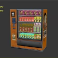 Orange Vending Machine Stocked With Colorful Bottled Drinks And Advertisement Sticker