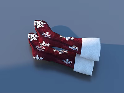 Red Christmas Stockings With White Cuffs And Snowflake Patterns For Holiday 3d model