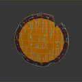 Decorative Shield With Orange Surface Red Edges And Blue Accents Intricate Patterns