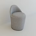 Modern Gray Fabric Stool With Curved Backrest And Rounded Seat Design 3d model