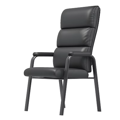 Black Leather Office Chair With Modern Design And Metal Frame Armrests 3d model