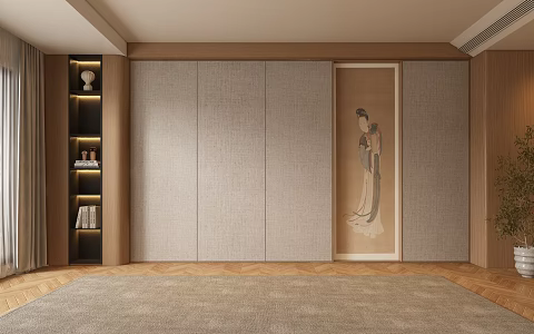 New Chinese living room background wall 3d model