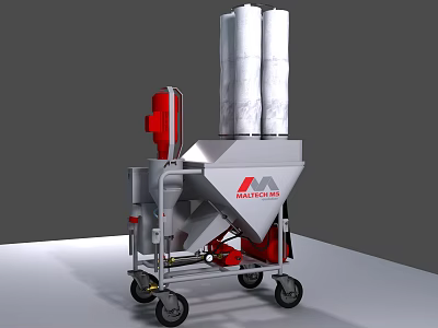 Mobile Industrial Equipment With Three White Cylinders Red Components And ALLIED MACH Logo 3d model