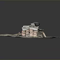 Miniature Construction Site Model With Dirt Ground Brick Piles And Small Tools 3d model