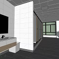 Clean Public Restroom Interior With Modern Tile Walls And Partition Stalls