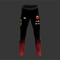 Black Performance Leggings With Red Gradient Accents And Multiple Logo Prints For Activewear 3d model