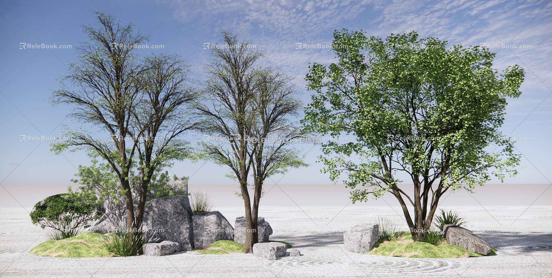 New Chinese landscape sketch landscape tree 3d model