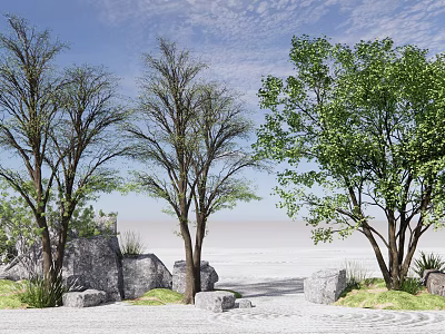 New Chinese landscape sketch landscape tree 3d model
