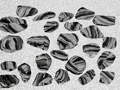 Garden Landscape Design With Black And White Marble Stones Natural Texture 3d model