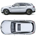 Silver Mercedes Benz Electric SUV Front And Rear