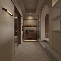 Modern Cozy Bedroom Interior With Comfortable Bed Large Window Fireplace And Soft Rug