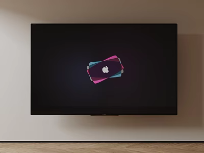 Wall Mounted Television Screen Display With Colorful Graphic And Apple Logo 3d model