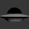 Floating Futuristic Metallic UFO Object With Black Dome And Silver Base