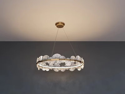 Elegant Round Crystal Chandelier With Golden Ceiling Mount And Decorative Design 3d model