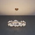 Elegant Round Crystal Chandelier With Golden Ceiling Mount And Decorative Design