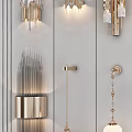Stylish Wall Lights in Various Designs Mounted on White Wall 3d model