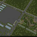 Scenic Park Landscape With Winding Paths Green Trees And Circular Lawn Areas