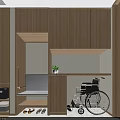 Modern Medical Ward Interior Design With Wooden Beds Desk Green Plant Paintings TV And Window