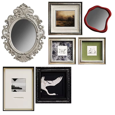 Different Style Decorative Frames With Oval Mirror For Home Wall Decor 3d model