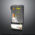 Futuristic Sci-Fi Control Panel Device With Warning Sign Orange Accents And Worn Metallic Surface 3d model