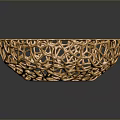 Golden Modern Metallic Hollow Mesh Bowl With Intricate Artistic Decorative Design
