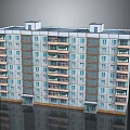 Multi Storey Residential Building Exterior Design With Multiple Balconies And Row Of Windows