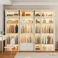 Modern Spacious White Wardrobe With Embedded LED Lights For Clothes Bags And Home Accessories Storage