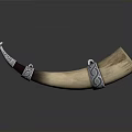 Natural Horn Decorative Container With Silver Metal Band And Smooth Surface