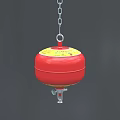 Red Hanging Fire Equipment with Chain and Yellow Accents for Safety