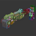 Mechanical Weapon With Intricate Metal Gears Red Accents And Industrial Design