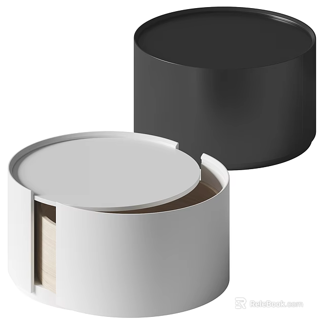 Round White and Black Coffee Table in Modern Design with Storage 3d model