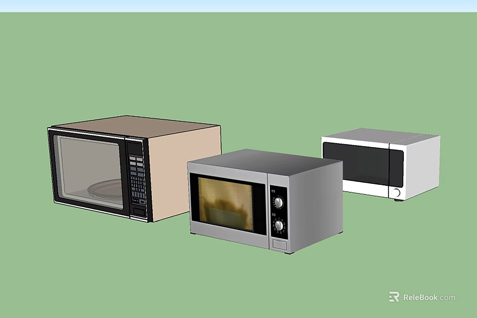 Modern Kitchen Appliances Microwaves Featuring Brown Silver And White Color Options 3d model 