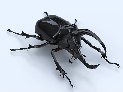 Advanced Smart Machine Beetle With Black Exoskeleton And Mechanical Horns 3d model