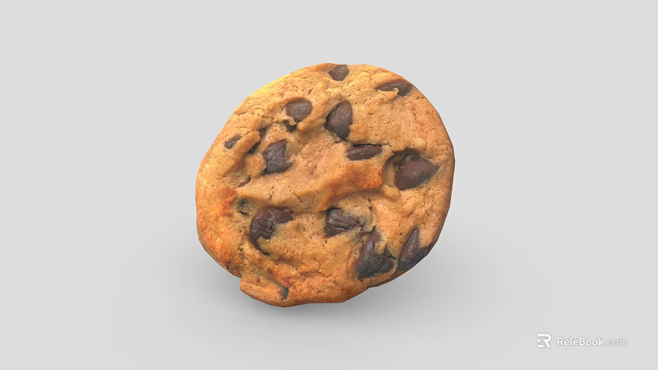 Golden Brown Delicious Homemade Chocolate Chip Cookie With Melted Chocolate Chips 3d model 